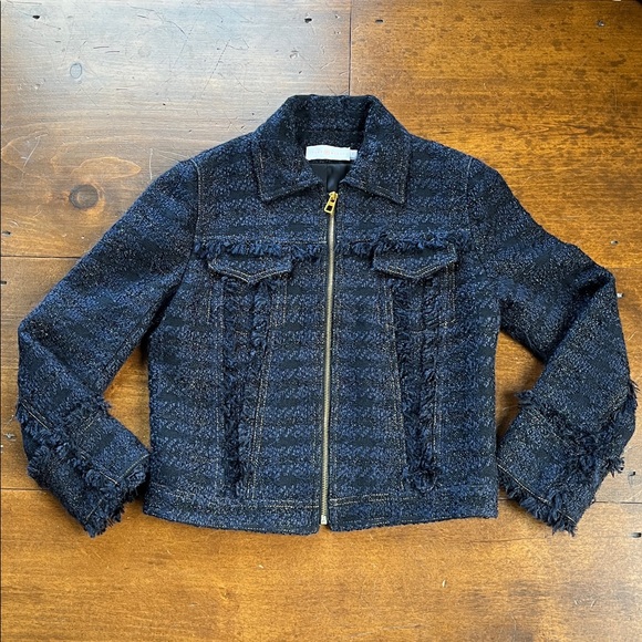 Tory Burch Aria Tweed Jacket Raw Edge Sz 4 - Picture 1 of 16